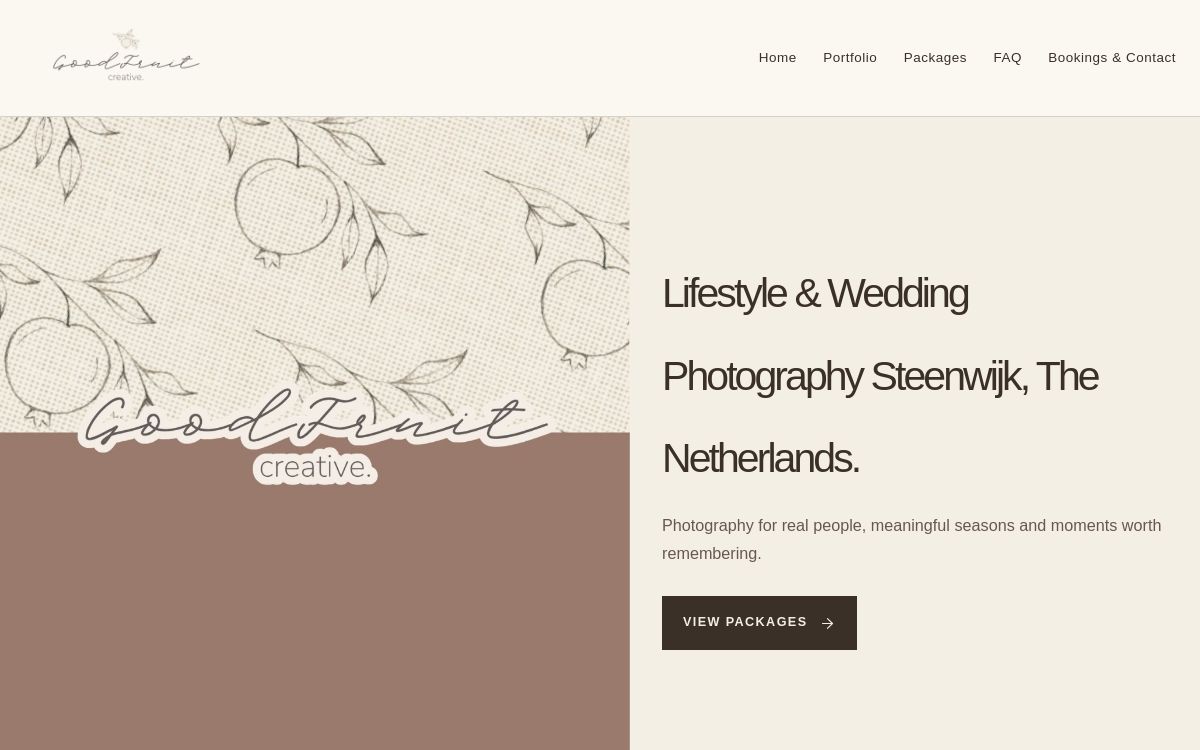 Good Fruit Creative photography website, a ServaasWeb project